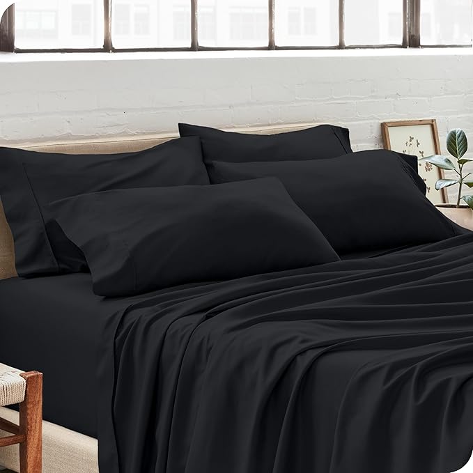 Bare Home 4 Pillowcases - Premium 1800 Ultra-Soft Collection - Bulk Pack - Double Brushed - Hypoallergenic - Wrinkle Resistant - Easy Care (Standard - 4 Pack, Black)