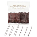 200 Pcs Brown Wave-Shaped and U-Shaped Bobby Pins Mix Metal Hair Pins Hair Accessories for Women Stylists Hair Sticks Girl