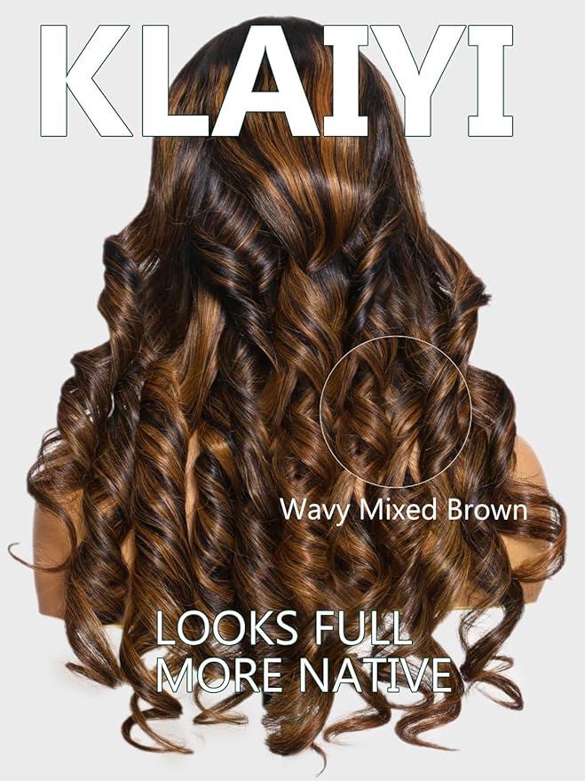 KLAIYI Pre Everything 13x4 Glueless Wig Ombre Brown Body Wave Pre Cut Lace Front Wigs Human Hair Pre Plucked Pre Bleached Wear and Go Wig with Dark Roots 12A Highlight Balayage 3S Ready To Wear 18Inch