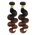 Body Wave Ombre Bundles Human Hair T1B/2/30 Chestnut Brown Ombre Color 2 Bundles of 14 Inch 100% Real Human Hair Unprocessed Raw Material For Quicky Weave