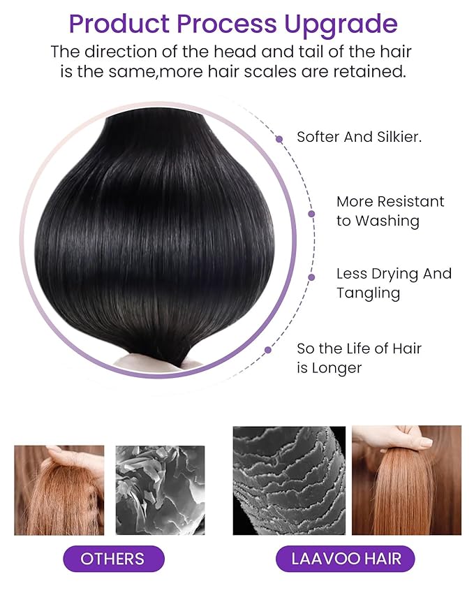 LaaVoo Tape in Extensions Black Human Hair Tape in Hair Extensions Real Human Hair Tape on Extension Jet Black 14Inch 20pcs 40g