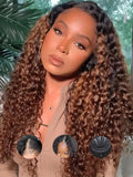 YIROO EasiContour V Part Wigs Ombre Brown Glueless Human Hair Upgrade U Part Wig with Dark Roots Highlight V Shape Clip Wigs Beginner Friendly with Drawstring Ready to Wear Chestnut Brown Color 20Inch