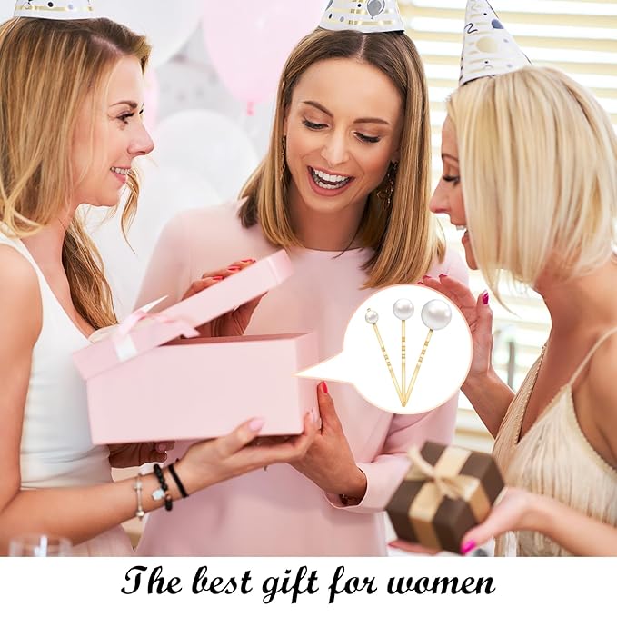 15 Pcs Gold Pearl Hair Pins, Pearl Hair Clips Slides in 3 Sizes Wedding Elegant Pearls Hairpins Decorative Bobby Pins Barrettes Accessories for Women Brides Bridesmaid