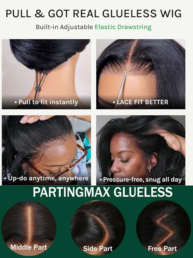 KLAIYI Pre Everything Glueless Layer Side Part Loose Body Wave 13x4 Lace Front Wigs Human Hair Drawstring Curtain Bangs Face framing Pre Bleached Knots Pre Plucked 3S Ready to Put On and Go Wig 20Inch