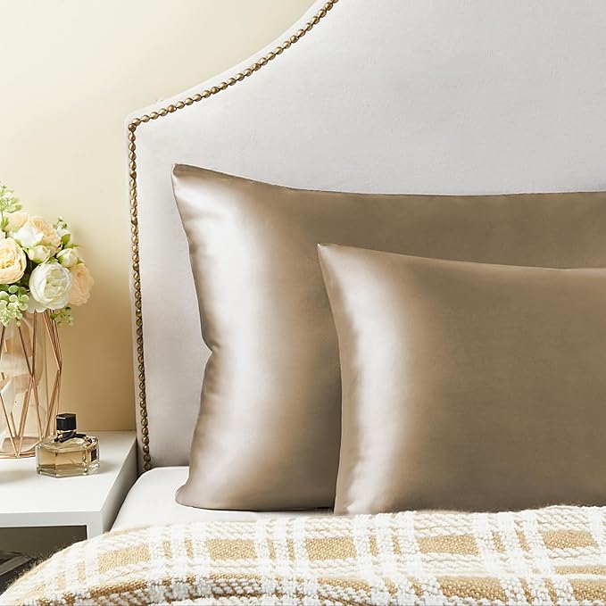 BEDELITE Satin Pillowcase for Hair and Skin, Super Soft Similar to Silk Pillow Cases 4 Pack with Envelope Closure, Cooling Pillowcases for Women Men (20"x40" King Size, Tawny Brown)