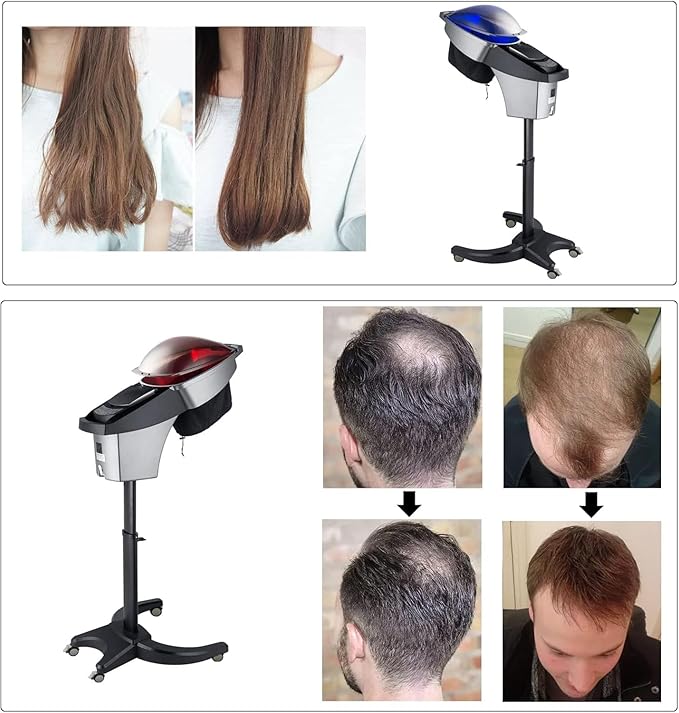 Elitzia 7 Color Hair Steamer Black Hooded Micro Mist Ozone for Natural Black Hair Adjustable Height Wheels 3 Mode 5 Level Time Temperature Control Dye Perm Hair Professional Home ET1408T