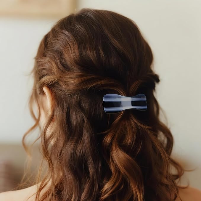 Hair Clips for Women,3.5 Inch Acetate Medium Hair Claw Clips for Women Thin Thick Curly Hair,Strong Hold No Slip Grip,French Classic Multicolor （Black and White Bow）