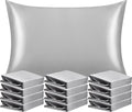 NTBAY 12 Pack Satin Queen Pillowcases for Hair and Skin, Luxurious and Silky Pillow Cases with Envelope Closure, 20 x 30 Inches, Silver Grey