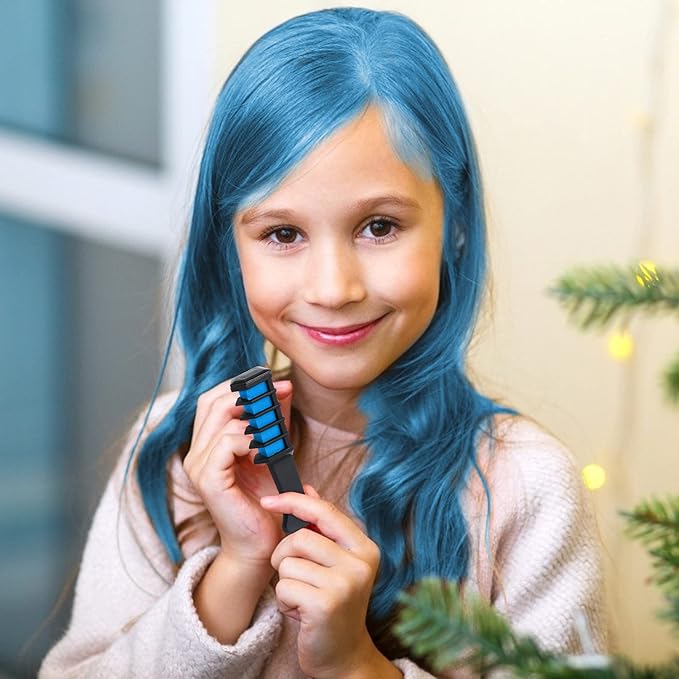 MSDADA New Hair Chalk Comb Temporary Hair Color Dye for Girls Kids with Light Color Hair, Washable Hair Chalk for Girls Age 4 5 6 7 8 9 10 Birthday Cosplay DIY, Christmas
