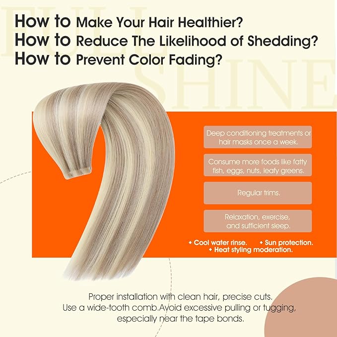 Full Shine Highlight Blonde Injection Tape in Hair Extensions Color 18/613 Remy Tape in Human Hair Extensions 16Inch Straight Natural Seamless Skin Weft Extension 40Gram 20Pcs for Women