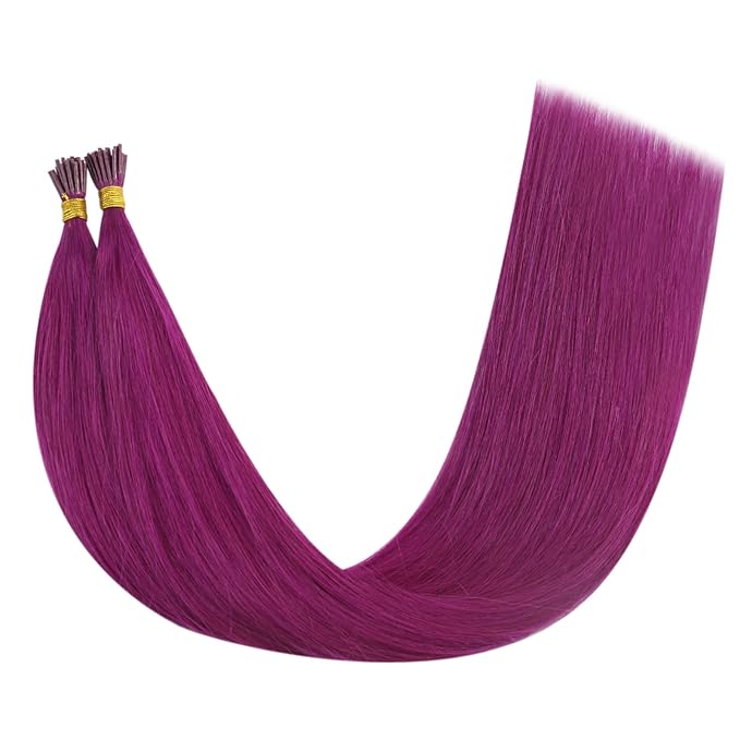 YoungSee I Tip Hair Extensions Purple I tip Hair Extensions Human Hair Purple Hair Extension I tips Extensions Real Human Hair Color-Hair 18Inch 30s 25g Experimenting with Colors
