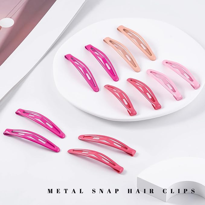 16 PCS Snap Hair Clips Metal Barrettes for Women Non Slip Barrettes for Thick and Thin Fine Hair,Bright Multiple Red,2.36 x 0.43 Inches.
