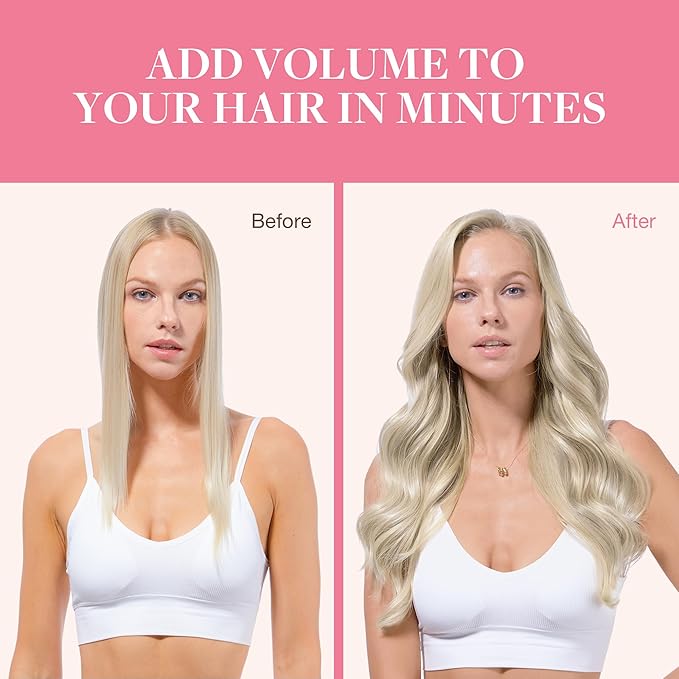 GOO GOO Clip in Hair Extensions Real Human Hair, Remy Human Hair Extensions Clip ins for Women, Natural Human Hair, 16inch 110g 7Pcs, 17A/60A Ash Blonde Highlighted Platinum Blonde
