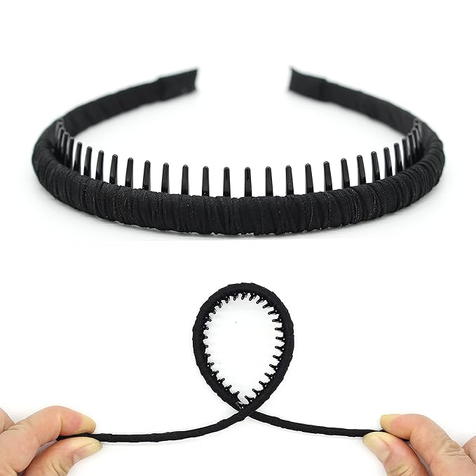 4pcs Hairbands for Women, Non-Slip Zig Zag Headbands, Adjustable Teeth Comb Hair Hoop, Daily Use, Yoga, Spa, Parties, Resin Cotton Blend