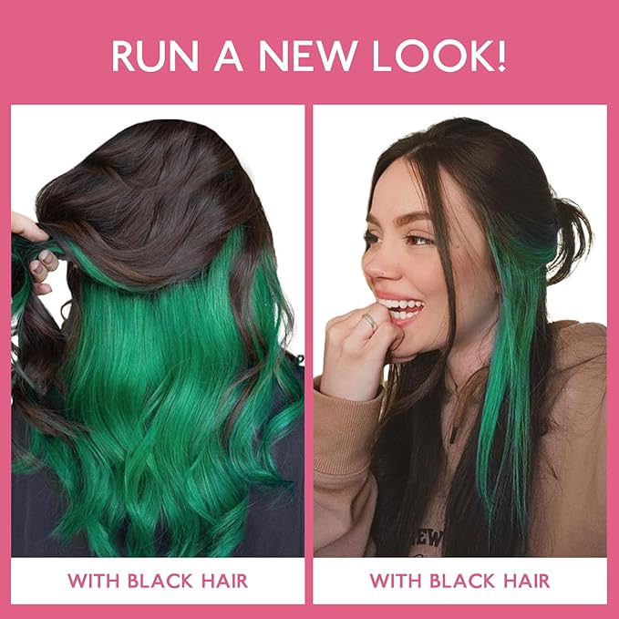 WENNALIFE Green Clip in Hair Extensions Real Human Hair 35g 6pcs 14 Inch Colored Hair Extensions for Kids Women Colorful Hair Pieces Pop-up Style Straight Extensiones De Cabello Humano Con Clip