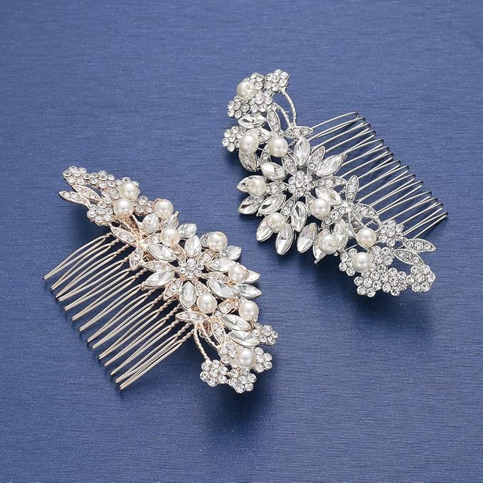 Crystal Wedding Hair Comb Bridal Hair Comb Pearl Wedding Headpiece Silver Hair Accessories
