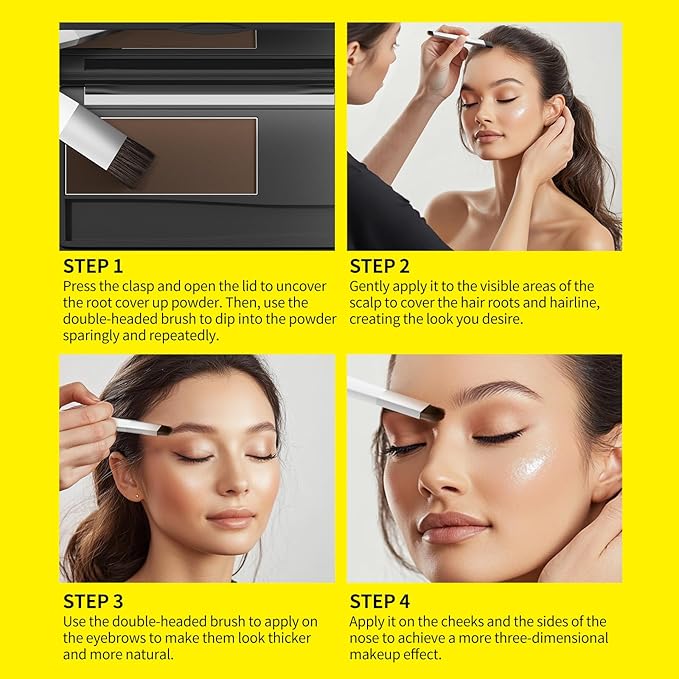 SEVICH Root Touch Up Hair Color Powder with Mirror & Brush – Instant Gray Hair Cover Up, Waterproof Sweatproof Formula, Natural Finish for Hairline & Bald Spot, 48H Long Lasting, Black