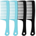 MODENGKONGJIAN 4PCS Wide Tooth Comb, Large Hair Detangling Comb Styling Comb for Curly, Wet, Long Hair (Black & Blue, Polypropylene (PP))