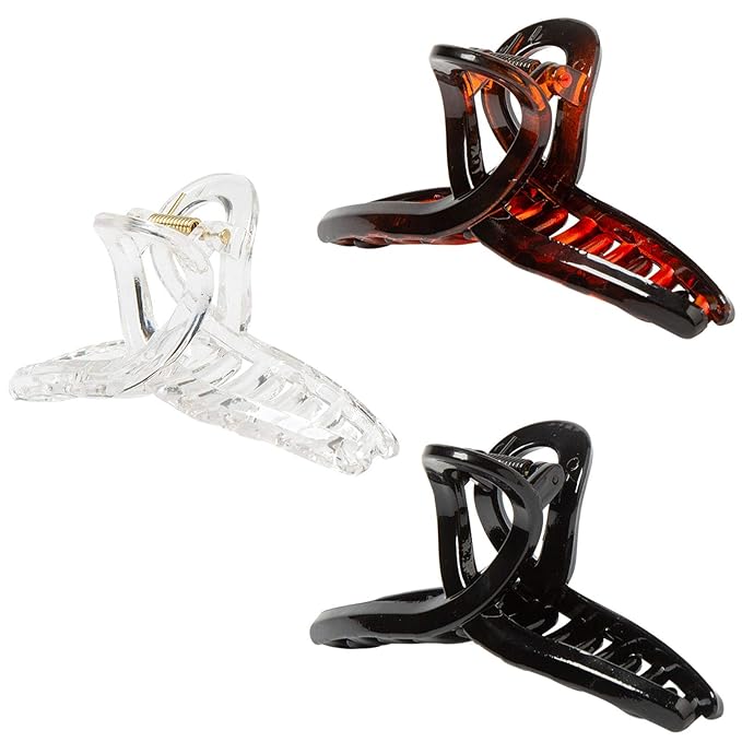 Thin Hair Clips Strong holding teeth interlocking Women butterfly Clips for thin Hair 3 Count In set banana hair clips (mixed colors clips for thin clips)