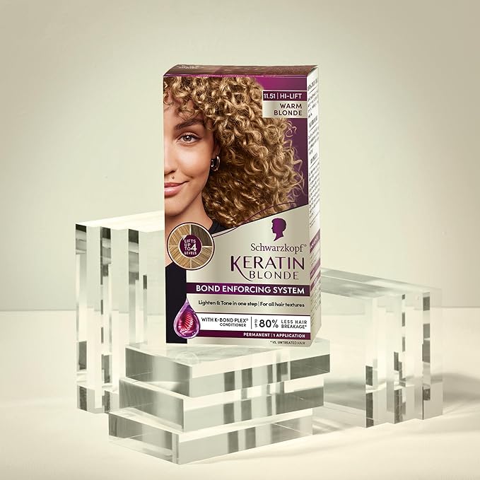 Schwarzkopf Keratin Blonde Hair Dye, 11.51 High Lift Warm Blonde, Professional Quality Permanent Hair Color, Bond Enforcing System, Pre-Color Serum & Conditioner Included