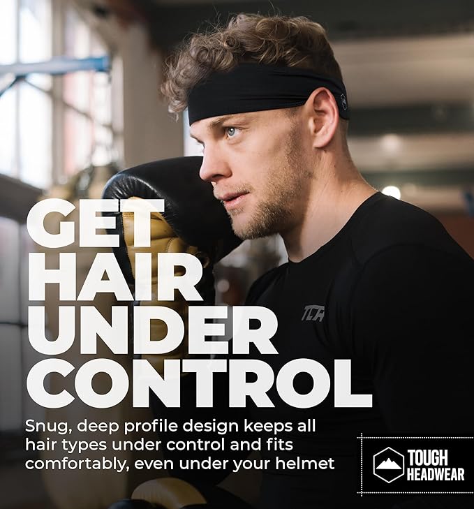 Tough Headwear Tough Outfitters Headband for Men - Mens Headbands - Working Out Sports Performance Head Bands - Athletic Cycling Running Sweat Band, Football Headbands - Sweat Bands Men/Women