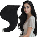 Full Shine Invisible Tape in Hair Extensions Human Hair 18Inch Soft Remy Tape in Hair Extensions Color Jet Black Tape Ins Human Hair Extensions 20Pcs 50Grams Long Straight for Women