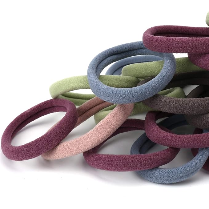 50PCS Large Hair Ties, Thick Cotton Seamless Hair Ties, Hair Elastic Ponytail Holders, No Damage for Thick Heavy Hair, 2 Inch in Diameter, 5 Colors