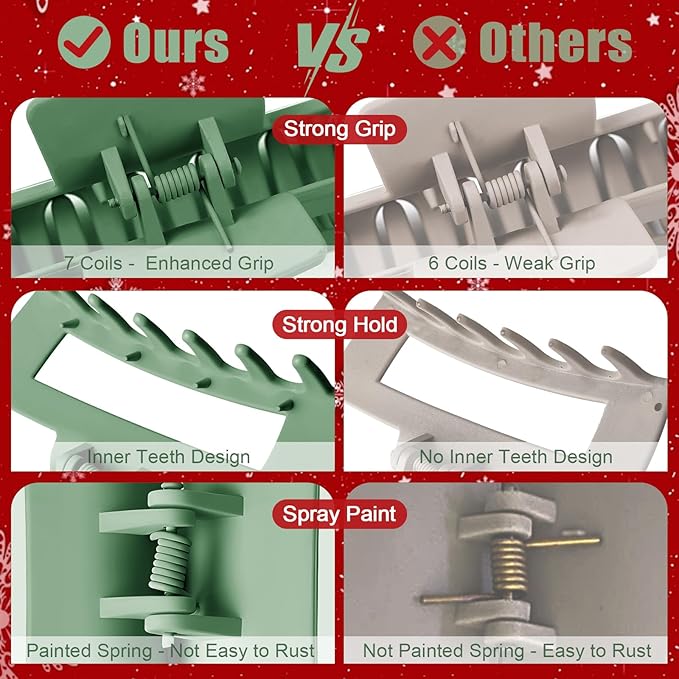 TOCESS Hair Claw Clips for Women - 8PK Large Neutral Matte Square Jumbo Hair Clips for Thick, Thin, Long, Short, Curly Hair Girls, Big Jaw Clip Set for Daily Use (Forest Green)