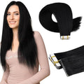 Full Shine Invisible Tape in Extensions 16 Inch Seamless Injection Tape in Virgin Hair Extensions Color Black Mixed Silver injected Machine Remy Virgin Hair 20G 10Pcs for Women