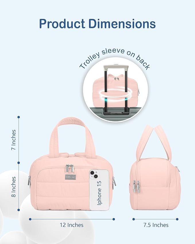 TOPDesign Travel Toiletry Bag for Women, Puffer Large Toiletry Bag, Lightweight Cosmetic Makeup Organizer with Handle for Traveling, Accessories, Essentials, Toiletries (Pink)