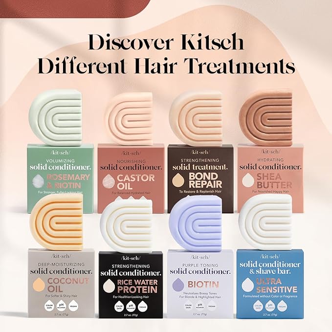 Kitsch Bond Repair Hair Mask – Strengthening Bond Repair Hair Treatment to Restore and Replenish - Hair Mask for Damaged Hair & Dry - Solid Hair Care for All Hair Types - Made in USA - 2.7 oz