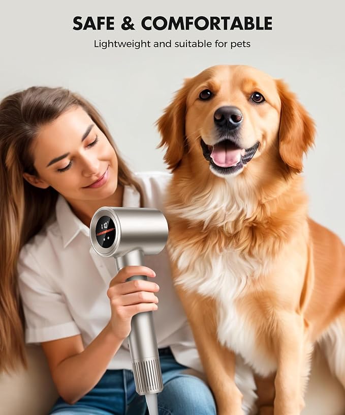 Cosy Companions Hair Dryer, 150000RPM High-Speed Hairdryer for Fast Drying, Low Noise, HD Display, 5 Temps & 2 Speeds, 500 Million Negative Ionic Blow Dryer, Gold