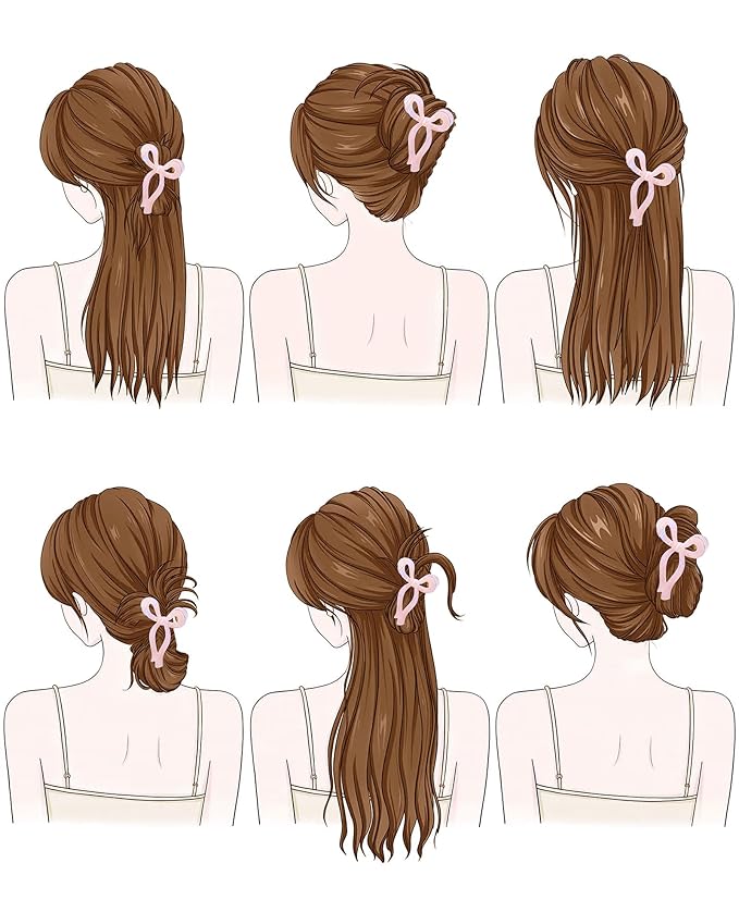 Mesovor 4 Pack Elegant Bow Hair Claw Clips, Nonslip 4.3" Large Hair Grip Hairclips for Thin and Thick | Acrylic Hair Strong Hold Hair Jaw Clamps (Mermaid Stripes)