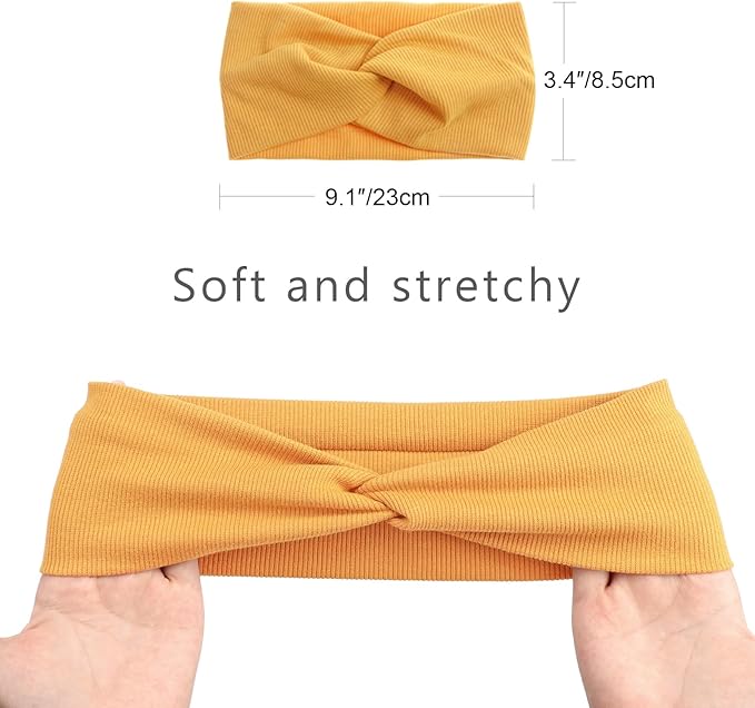 DRESHOW 8 Pack Headbands for Women Yoga Knotted Headbands Elastic Criss Cross Hair Accessories Sports Head Wrap Non Slip