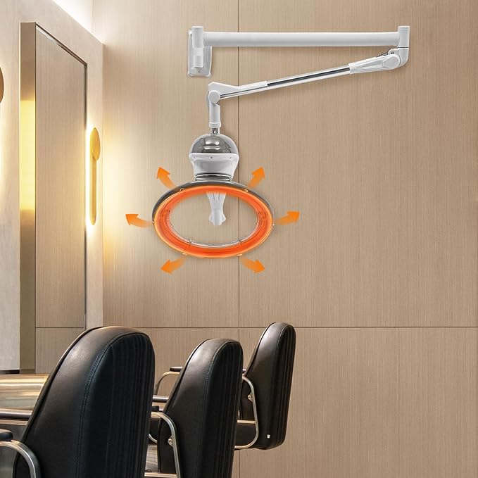 Hair Treatment Machine, 950W Wall Mount Orbiting Rotating Hair Processor for Salon Spa Family, Time Adjustable, Grey