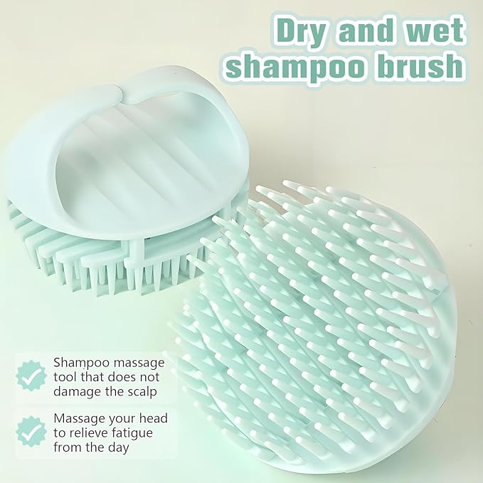 Scalp Massager Shampoo Brush,Scalp Dandruff Removal with Soft Silicone Bristles,Wet & Dry Scalp Care Head Scrubber Hair Washing,Comfortable for All Hair Types,Dark Green