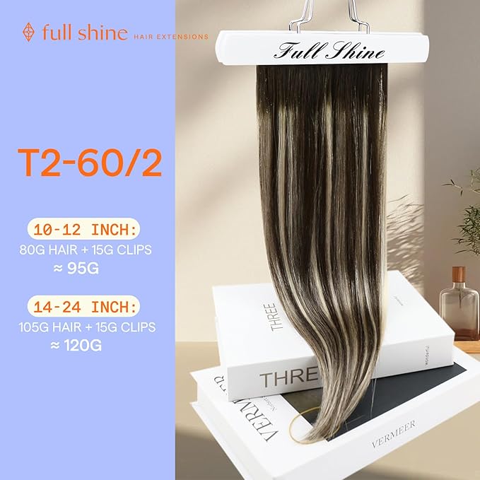 Full Shine Hair Extensions Real Human Hair Clip ins Balayage 24 Inch Clip in Hair Extensions Dark Brown to Blonde Real Hair Extension for Styling 7 Pcs 120 G