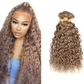 Color #22 Bundles Human Hair Ash Blonde Water Wave Bundle 22 24 26 Inch Niegmeag Color #22 Wet and Wavy Bundle Hair Weave Grey Blonde Color 300g