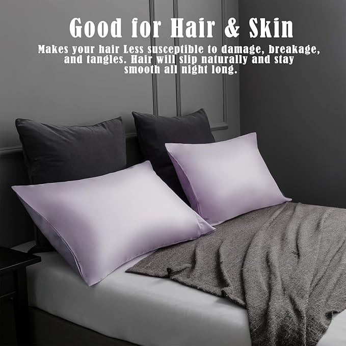 TELUS Pillow Cases Standard Size 2 Pack, Bamboo Rayon & Lyocell Pillowcase with Envelope Closure, Cooling Breathable Pillow Cover for Hot Sleeper & Night Sweats, 20x26 inch, Light Purple