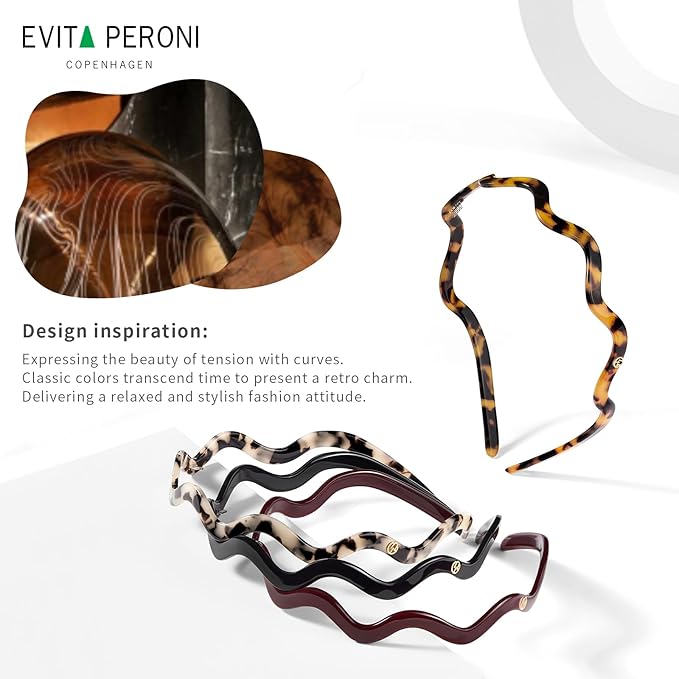 EVITA PERONI Wavy Glasses Headband Hair Band Designed for Eyewear, Comfortable Headbands for Women Fashion Thin Headbands Non Slip No Pressure, No Headache-Tortoise