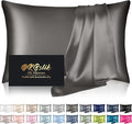 Silk Pillowcase for Hair and Skin, Mulberry Silk Pillow Cases Queen Size, Anti Acne Cooling Beauty Sleep Both Sides Natural Silk Satin Pillowcases with Hidden Zipper, Gifts for Women Men, Dark Gray