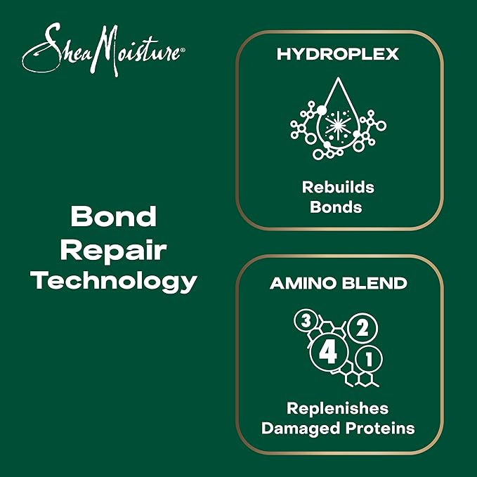 SheaMoisture Bond Repair Shampoo, Conditioner, Leave-In, & Oil 4 Pk Alma Oil to Strengthen Hair with Restorative HydroPlex Infusion