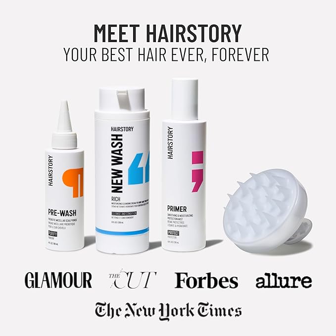 Hairstory New Wash (RICH) Hair Cleanser & Conditioner, 20oz Pouch, Extra Moisturizing, Improves Softness, Natural Ingredients, Protects Color & Eliminates Frizz, Sulfate & Paraben Free