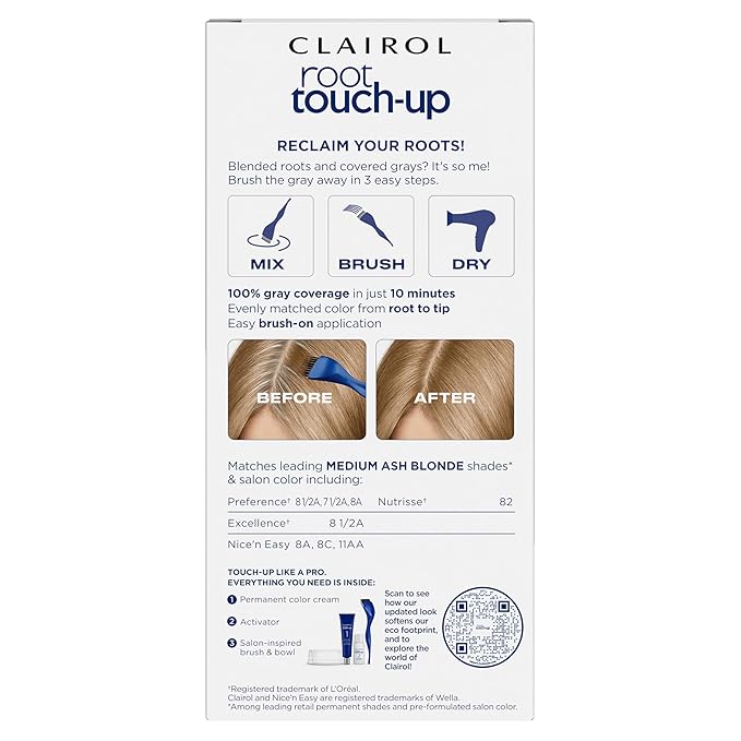 Clairol Root Touch-Up by Nice'n Easy Permanent Hair Dye, 8.5A Medium Champagne Blonde Hair Color, Pack of 1