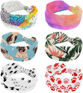 6 Pcs Stretchy Headbands for Women, Absorbed Sport Headband Soft Twist Knotted Headbands for Daily Life Yoga Workout, Dogs Collection Multi Animal