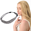 DIGUAN Double Three Strand Synthetic Hair Braided Headband Hairpiece Extension Women Girl Beauty accessory (Dark Gray)