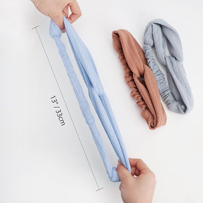 Elastic Knotted Headbands for Women Wheat Pattern Cloth Head Hair Bands for Women's Hair Non Slip Boho Wrap Twisted Hair Accessories