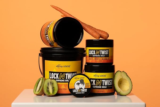AllDay Locks Lock N Twist (Bucket) | Supreme Hold, No Frizz or Flaking | Hydrating, Nourishing Locking Gel | Grape & Avocado-Infused | Lock & Twist Braids, Locks, Twists, Cornrows | 64 oz