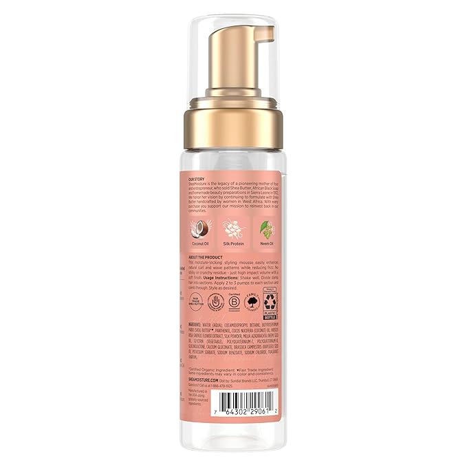 SheaMoisture Curl Mousse Coconut and Hibiscus for Frizz Control Styling Mousse with Shea Butter 7.5 oz