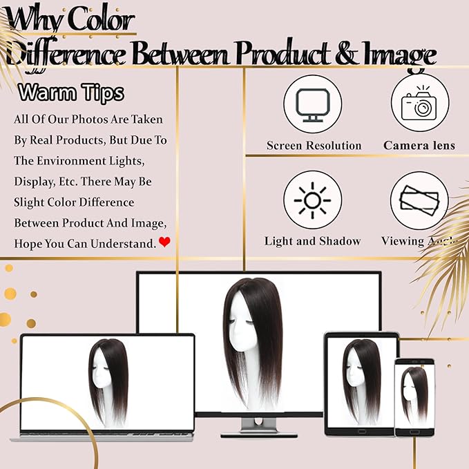 Hair Toppers for Women Real Human Hair, 360° 3D Human Hair Toppers for Women with Thinning Hair Upgrade Middle Part Clip in Bangs (Medium Brown, 14 Inch-3D-Side)